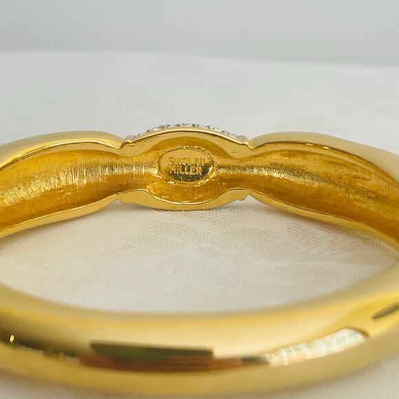 Vtg NOLAN MILEER Crystal Bracelet Signed Bangle w/Box Gold Tone Glamour Collect - Picture 6 of 11